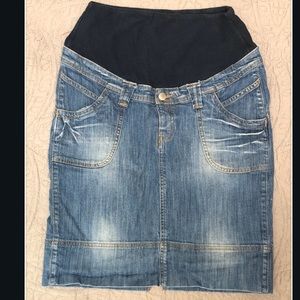 Planet Motherhood Distressed Jean Skirt- Maternity
